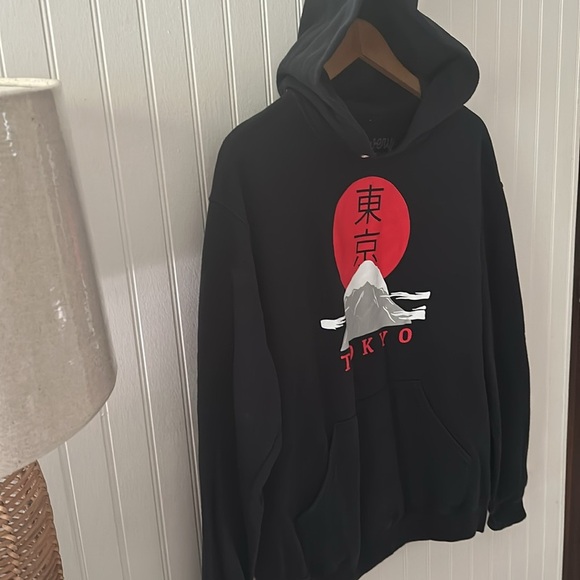 Bowery Supply Co. Tokyo Graphic Black Hooded Sweatshirt sz M - Picture 6 of 13